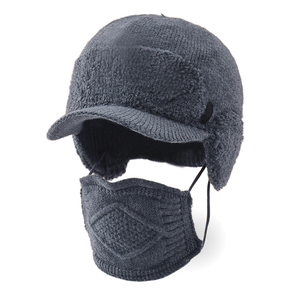 Cappello da Golf termico invernale uomo donna sci all'aperto ciclismo Baseball protezione dell'orecchio cappello comodo berretto da equitazione lavorato a maglia con maschera: Dark gray