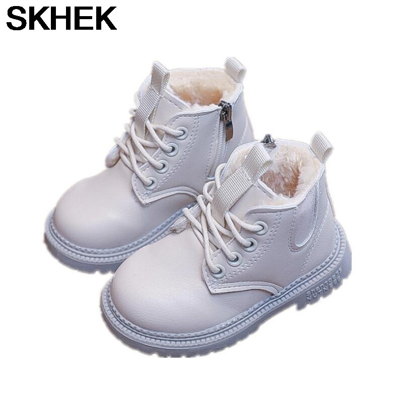 SKHEK enfants bottes de neige automne épaississement coton chaussures garçons filles imperméable antidérapant bottines enfants bottes en cuir