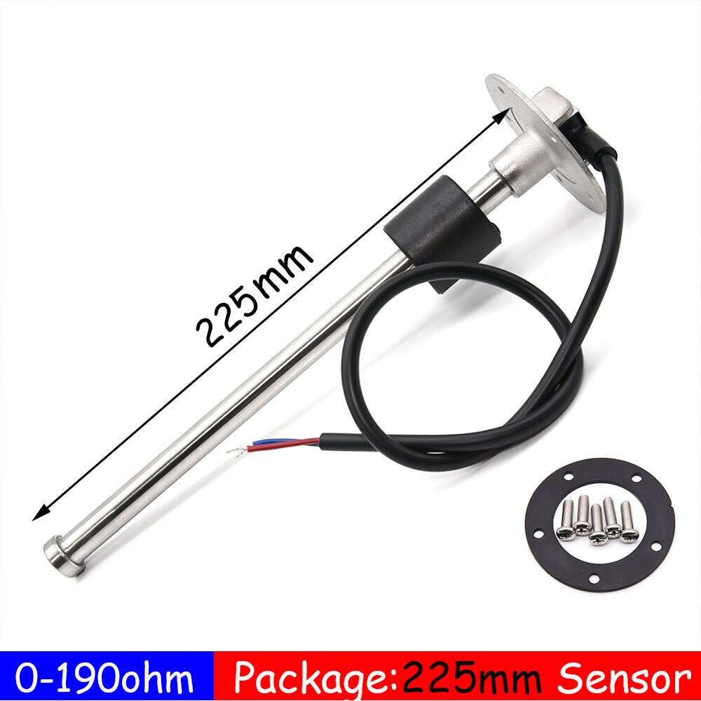 Neue 150/200/225/250/275/300/500mm Tankanzeige Sensor Kraftstoff sender Einheit Fit Kraftstoff Messgeräte Digital Öl Tank Level Meter 0-190ohm: 225mm