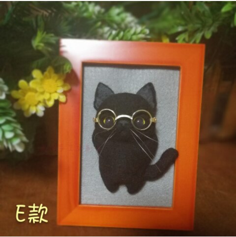 Cat stereo frame wool needlepoint kit wool felt needle felting pendant craft needlecraft DIY handmade: Plum