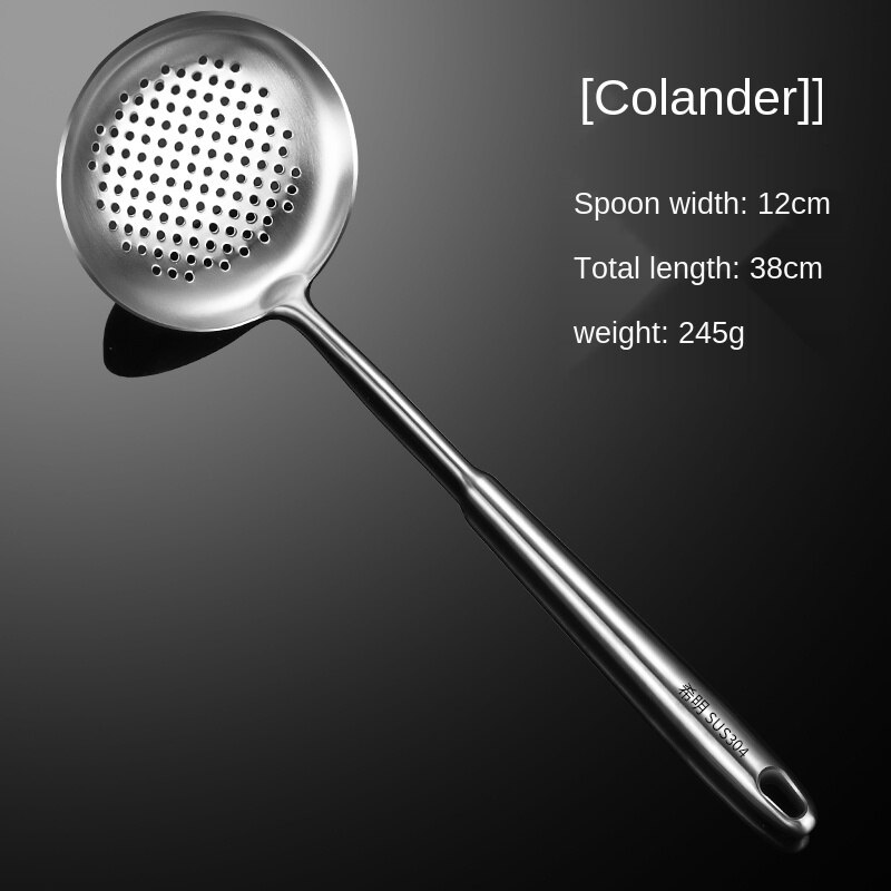 Thick 304 Stainless Steel Cooking Scraper Spatula Spatula Soup Spoon Household Kitchenware Set Full Set: Light Yellow