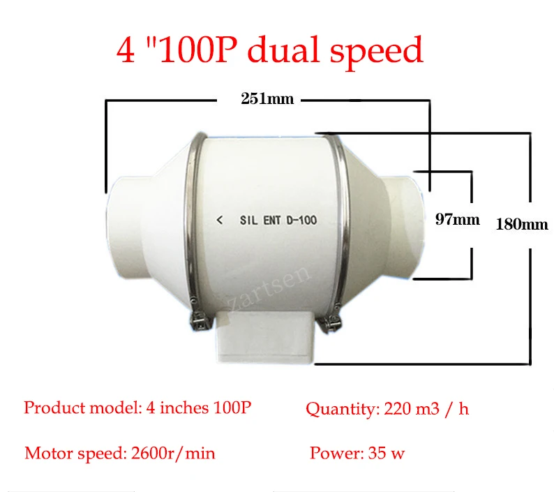 4 Polegada silencioso inline duto ventilador de ar parede extrator canal industrial exaustor 220v para capô do banheiro crescer ventilação ventilação