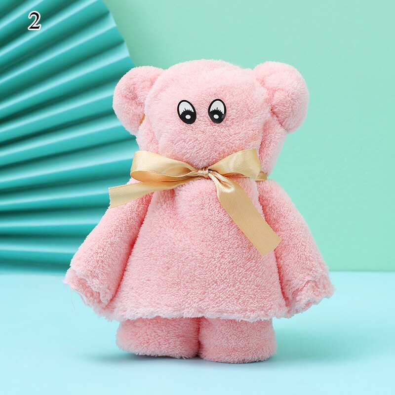 Cartoon Bear Coral Fleece Towel Absorbent Coral Velvet Towel Shower Hair Face Hand Towel Wedding Party Bathroom Towels: 2