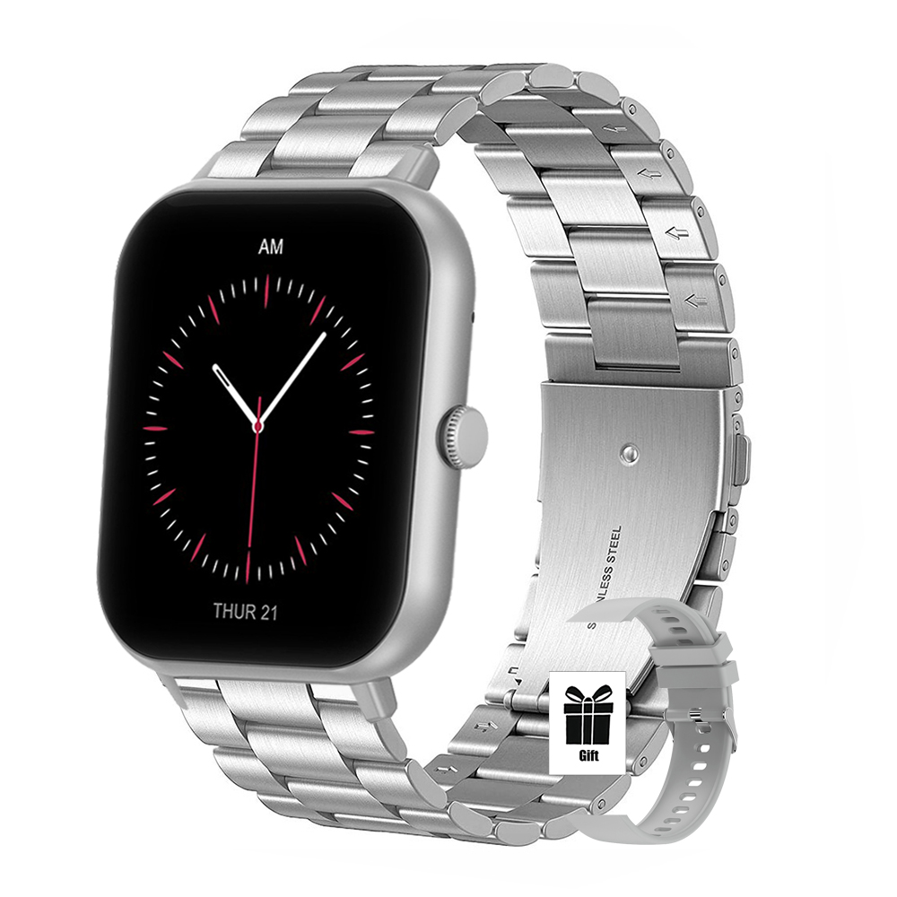 Nowe luksusowe smartwatchi mężczyźni pełny ekran połączenie Bluetooth prezent walentynkowy budzik niestandardowe zdjęcie zegarek śledzący zdrowie kobiety 2025: Srebrny