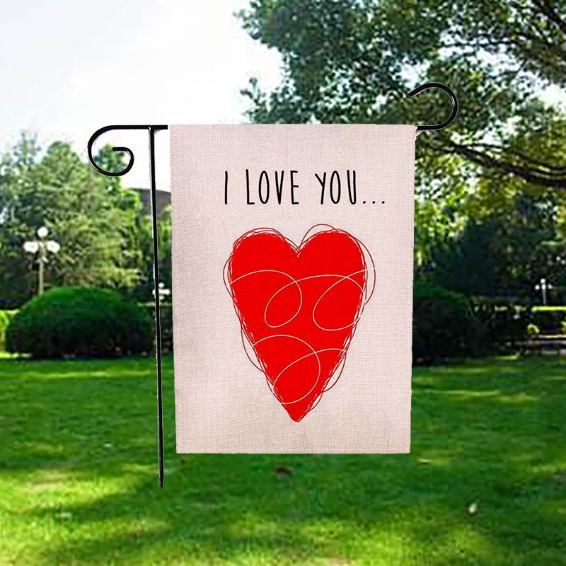 San Valentín Bienvenido jardín bandera hogar jardín corazones decorativos amor banderas 12,5X18 pulgadas