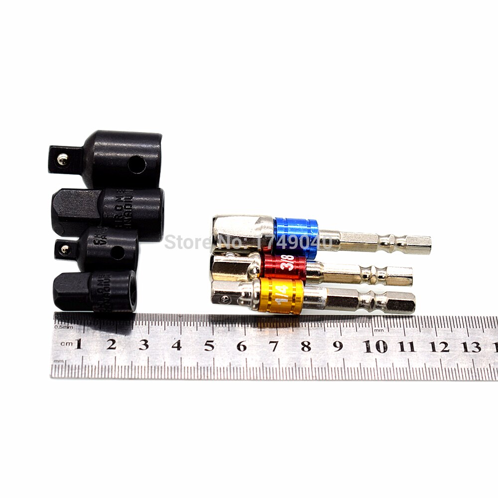 Impact Socket Adaptors 1/2" 3/8" 1/4" Square Drives Wrench Converter Reducer Tools and Socket Bit Driver Extension Bars 7pc Set