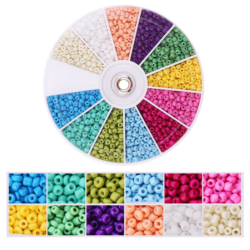 2000pcs/Lot 12Grids Glass Seed Beads Set Charms Jewelry Beads For Bracelet Necklace Earrings Handmade Craft DIY Jewelry Making: Pure Gold Color