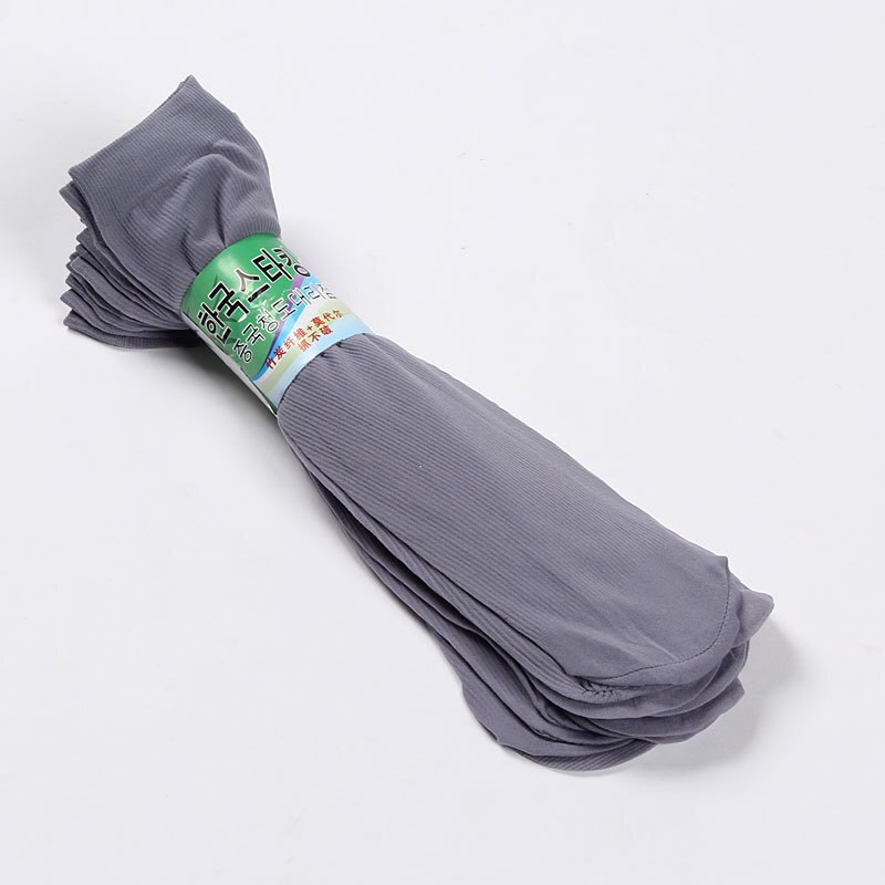 Solide 5 par/parti sommersokker tynde silke højelastisk nylon åndbare afslappede korte besætningsstrømper kølige mænds sokker: Grå