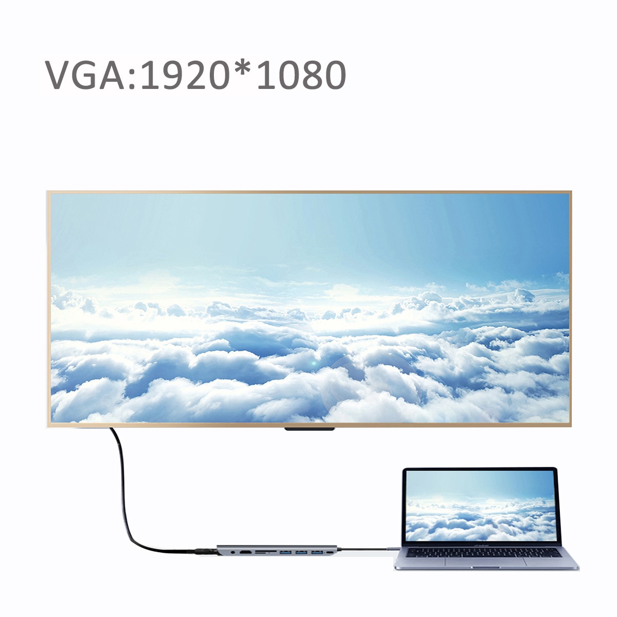 Docking Station convertitore compatibile HDMI da tipo C a VGA 9 In 1 USB 3.0 HUB 4K PD ricarica per Macbook per telefono