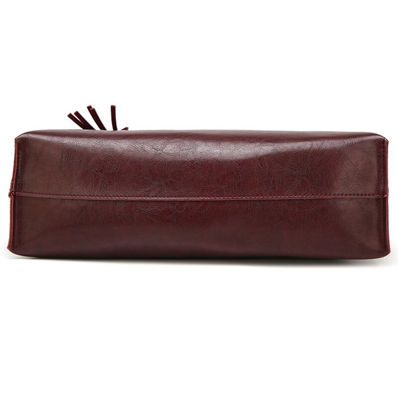 Fggs-bolsa tote de couro macio feminino da tassel bolsa (vinho tinto)