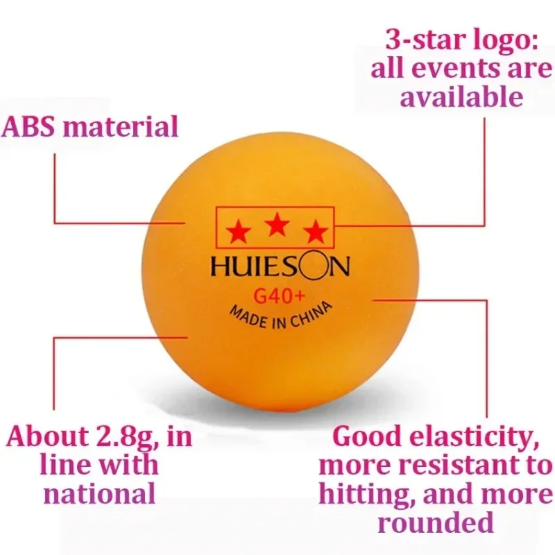 100 stks/zak HUIESON 3 Ster ITTF Standaard Pingpongballen Nieuw Materiaal ABS + Professionele Tafeltennisballen Voor Concurrentie