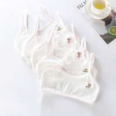 Meisjes bh ondergoed lingerie kinderen tieners tieners jonge adolescenten 6-12 jaar student katoen dubbel dek effen kleur 1 stuk sport: Roze