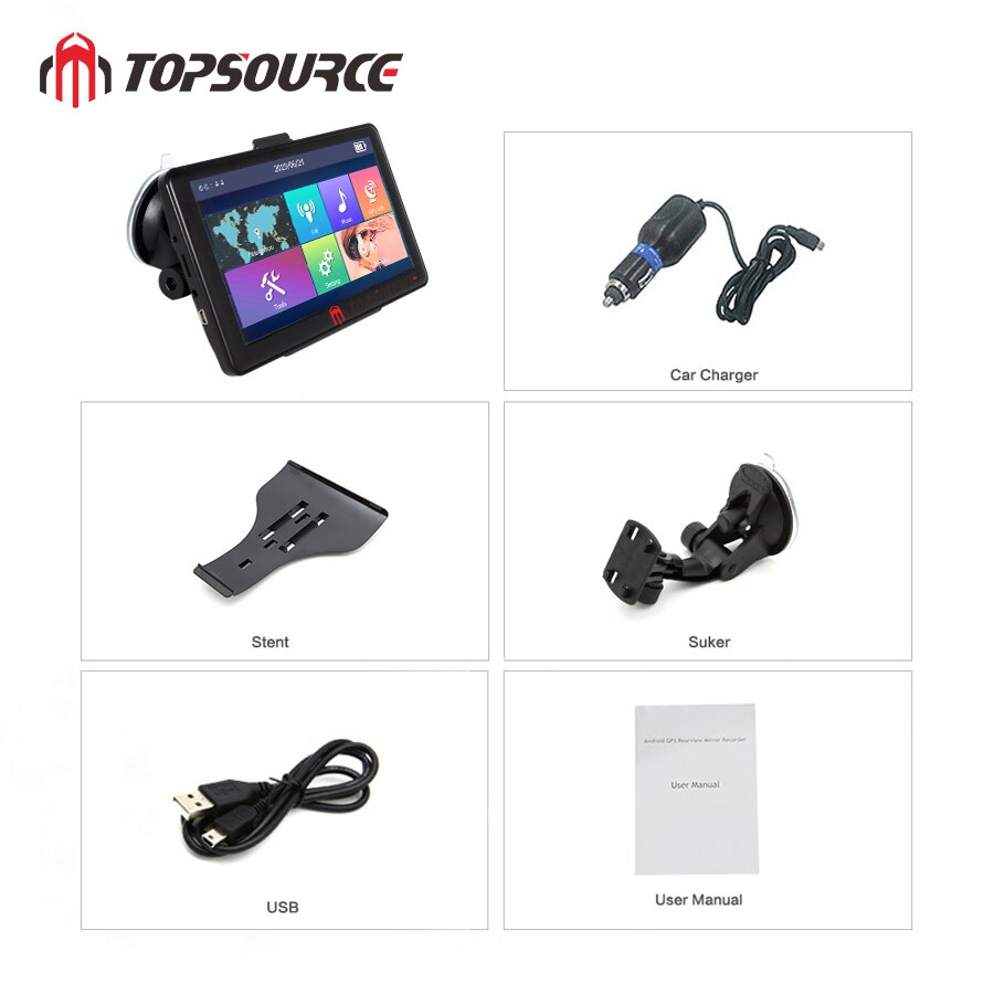 TOPSOURCE écran tactile de 7 pouces windows ce6.0 | Pour voiture, navigation gps multimédia avec des cartes gratuites