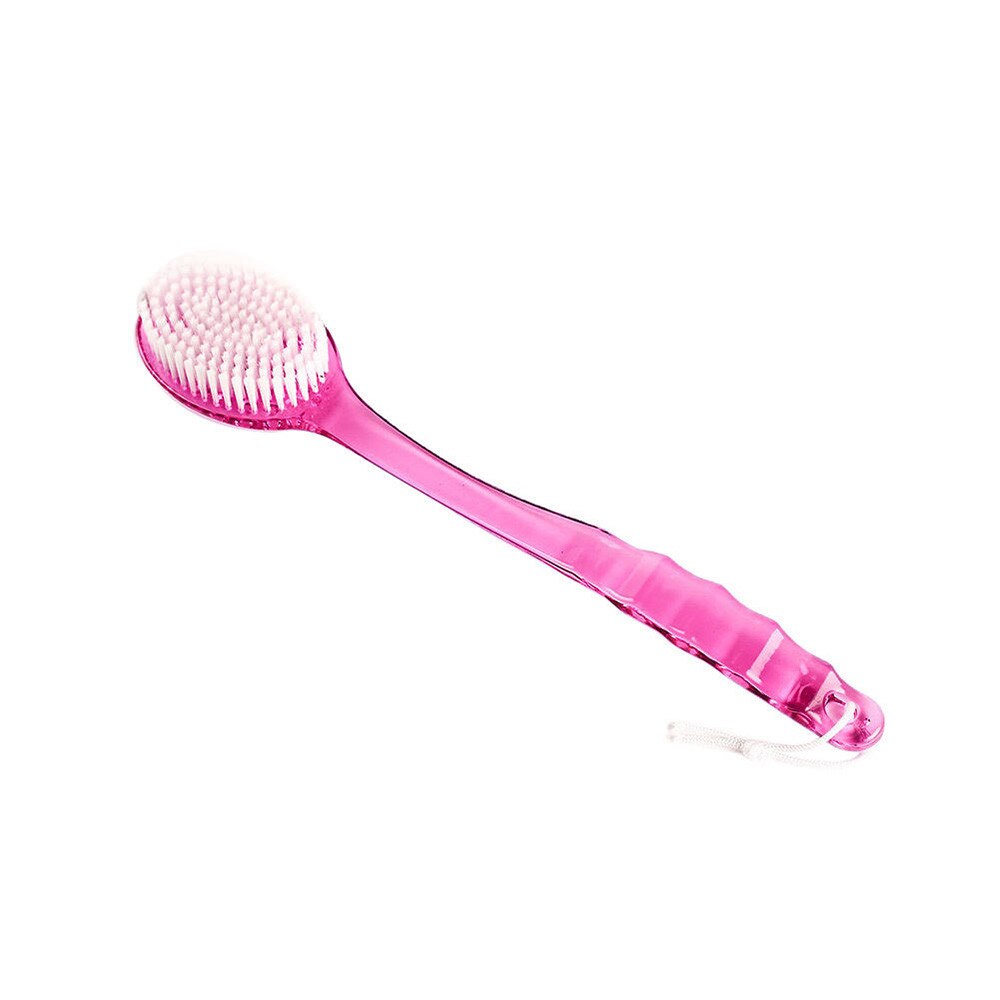1 stk. langt håndtag hængende blødt mesh tilbage krop bad brusebad skrubber børste svamp kropsvask brusefod / s щетка для тела #45: Hot pink