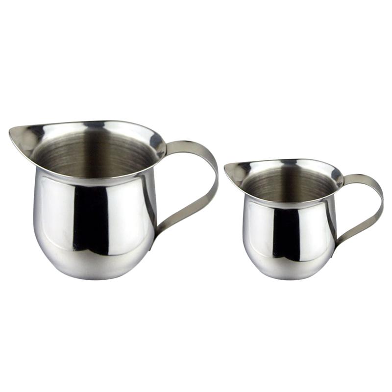 2pcs Stainless Steel Pitcher Milk Jug Coffee Sugar Cup Coffee Milk Jar Making Milk Flower Beak Milkshake Cup Mixing Milk Cup: Default Title