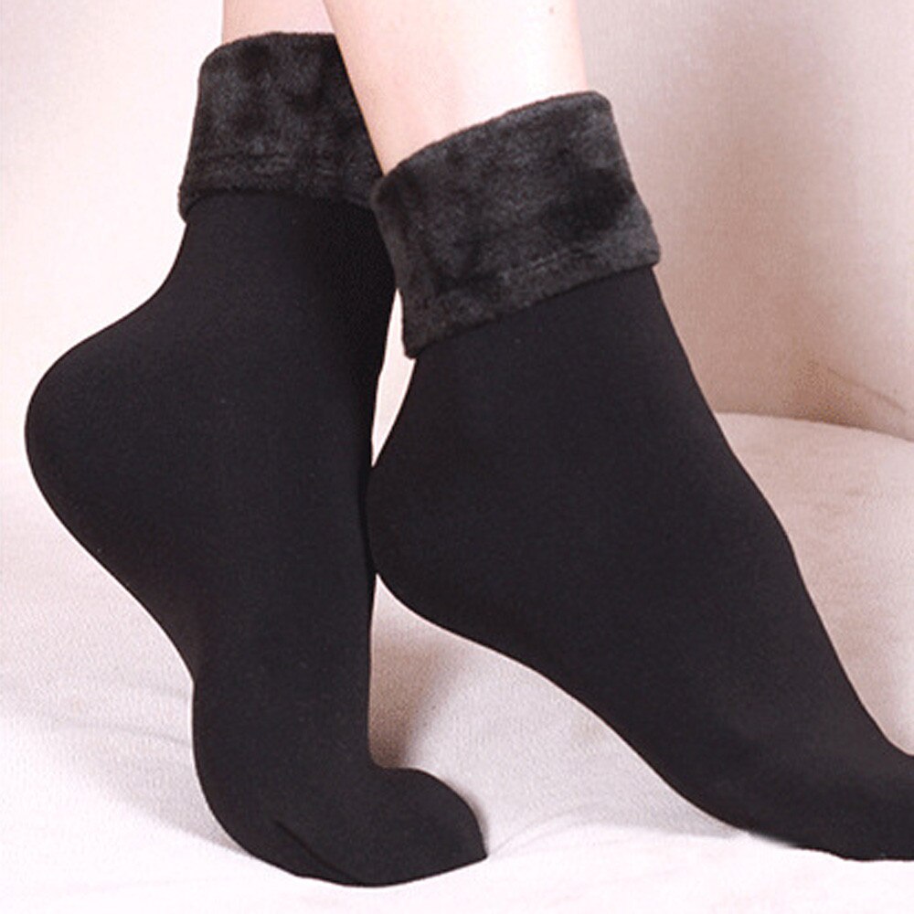 Meias de lã caxemira femininas, meias grossas térmicas macias e confortáveis de inverno, quentes e casuais