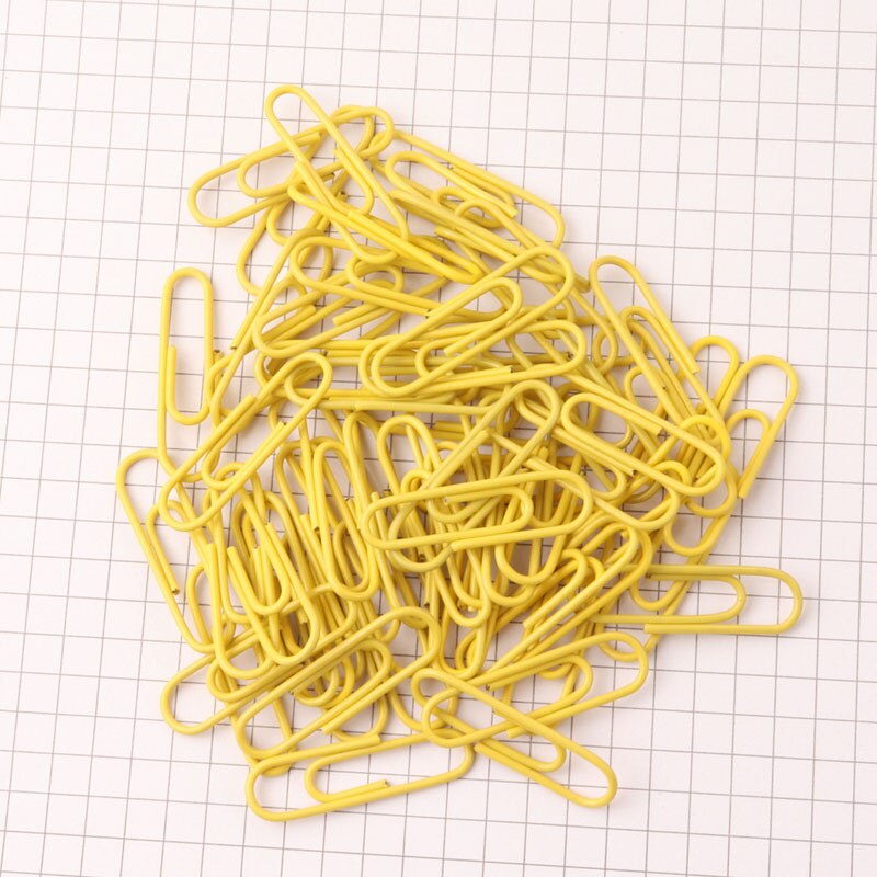 100PCS 28MM Office Paper Clips Color DIY Paper Clips Office Learning Binding Supplies: Yellow