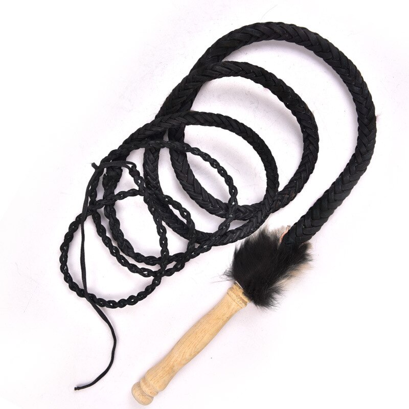 Wushu – fouet doux en cuir de vache et mouton, fait à la main, avec anneau blanc et noir