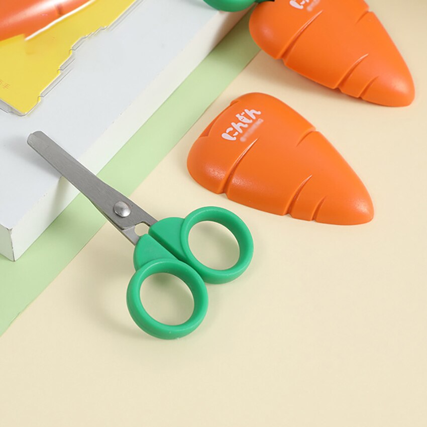 Forbici fatte a mano a forma di carota studenti carta fai-da-te modello fotografico forbici da taglio manico in plastica per cancelleria per bambini delle scuole