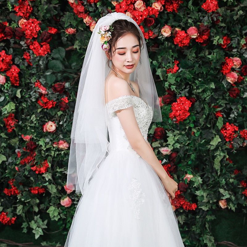 Velo de novia corto blanco de dos capas, de 90cm con peine velo de novia, velos de marfil para de boda, velo de tul suave de champán negro, velo de novia sposa