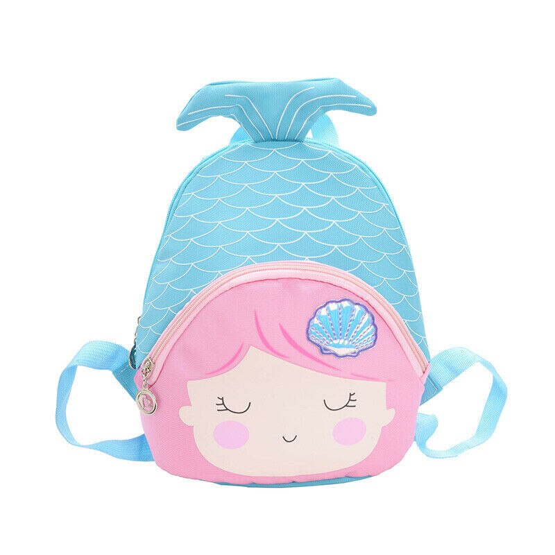 Tegneserie havfrue barn pige rygsæk fishtail sød mini skoletaske børnehave skoletaske skuldertaske til børn: Blå