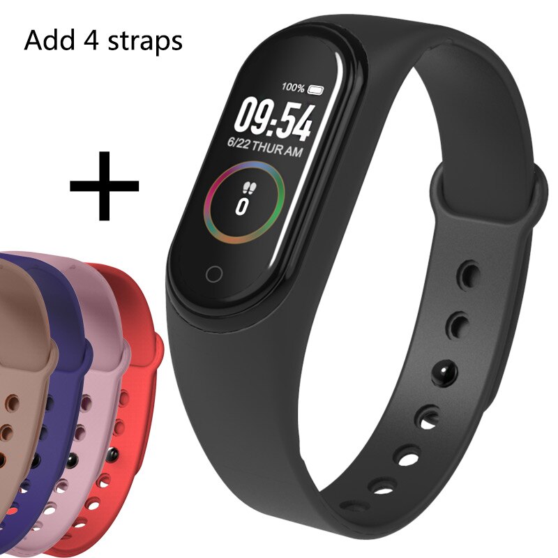 Sport Fitness Braccialetto Activity Tracker Misuratore di Pressione Sanguigna Intelligente Del Braccialetto Monitor di Frequenza Cardiaca Impermeabile Intelligente Orologio Per Android IOS: M4C add 4 straps