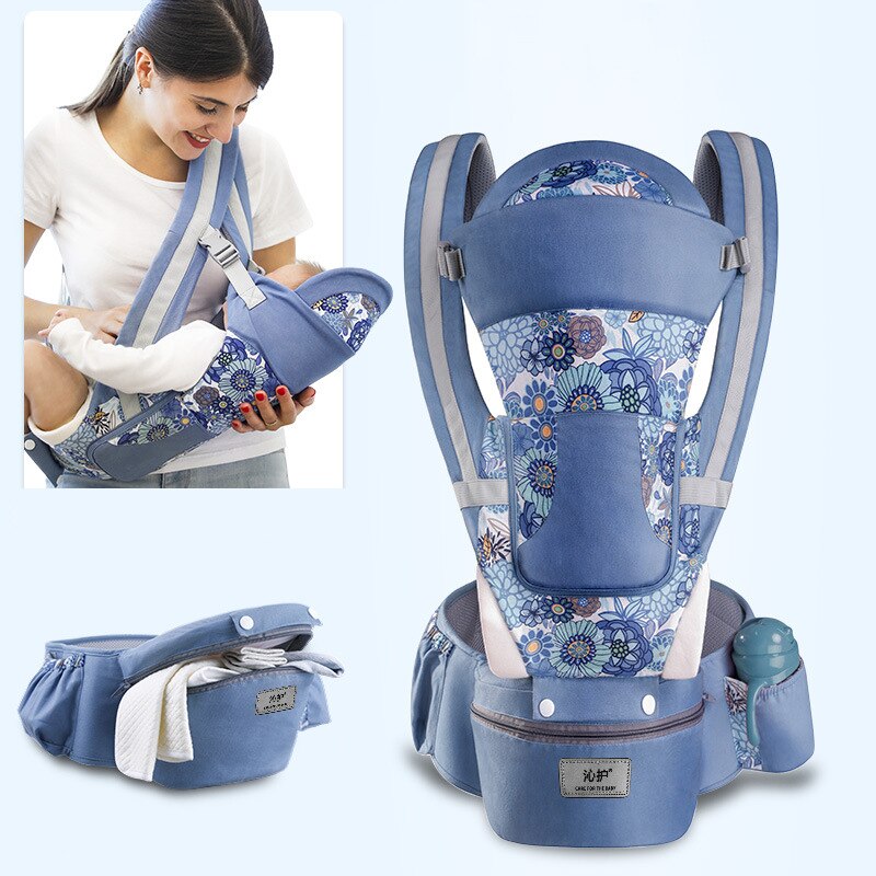 Portabebé ergonómico para bebé de 0 a 48 meses, porta bebés para bebé, cabestrillo para bebé 3 en 1, frontal, ergonómico, canguro, eslinga para llevar a bebé: Blueflower season