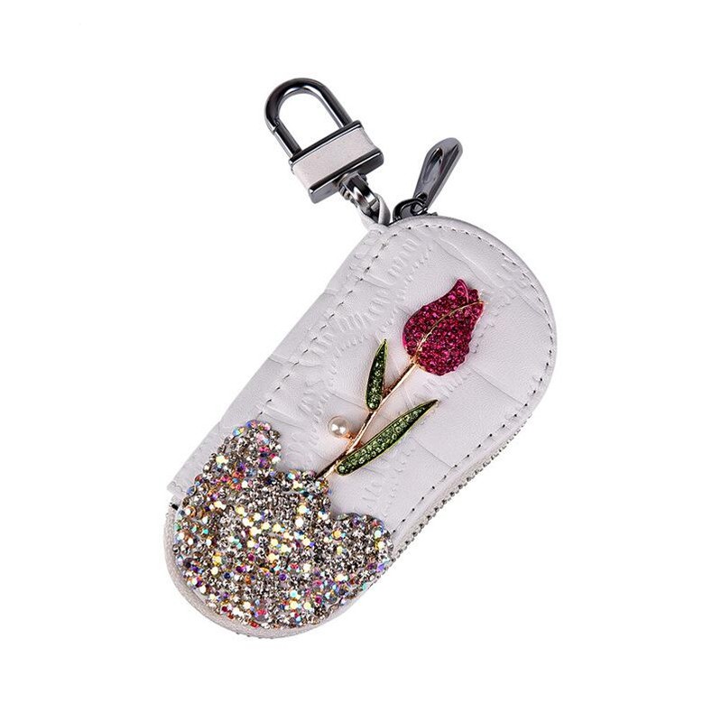 Auto Diamant Sleutel Tas Rose Mooie Vrouwelijke Creatieve Persoonlijkheid Mode Autosleutel Beschermhoes Sleutelhouder Purse Wallet Porta Chave