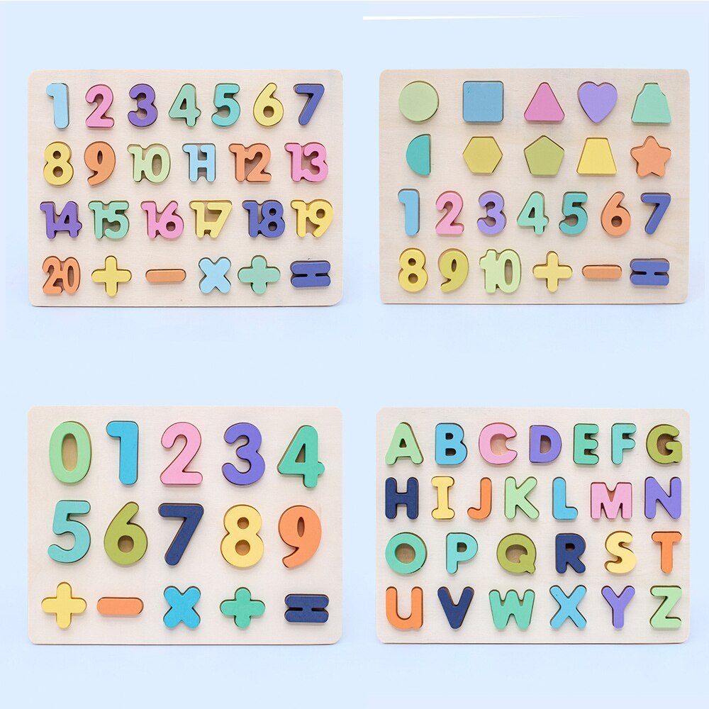 Colourful Wooden toy Alphanumeric Alphabet Jigsaw Puzzle Board Children &#39;s preschool Early Educational Toys For Kids