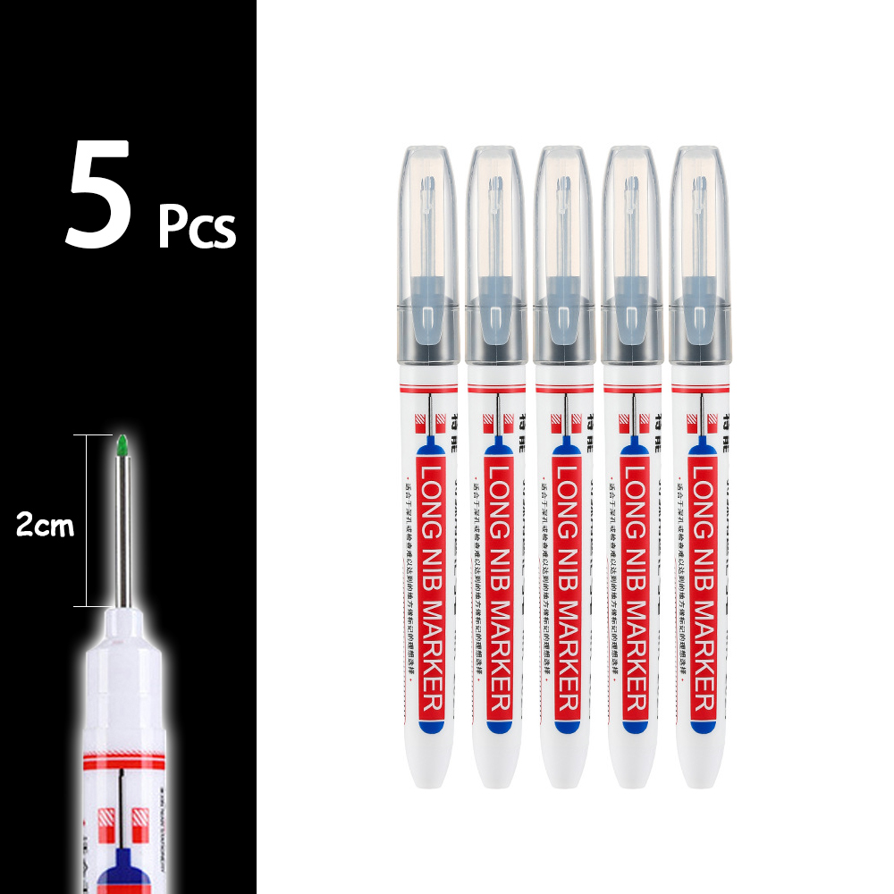 Rotuladores de cabeza larga impermeables de 2cm, rotulador de Agujero profundo para herramientas de carpintería de carpintero de Metal, Blanco/rojo/negro/azul/verde, 5-100 Uds.
