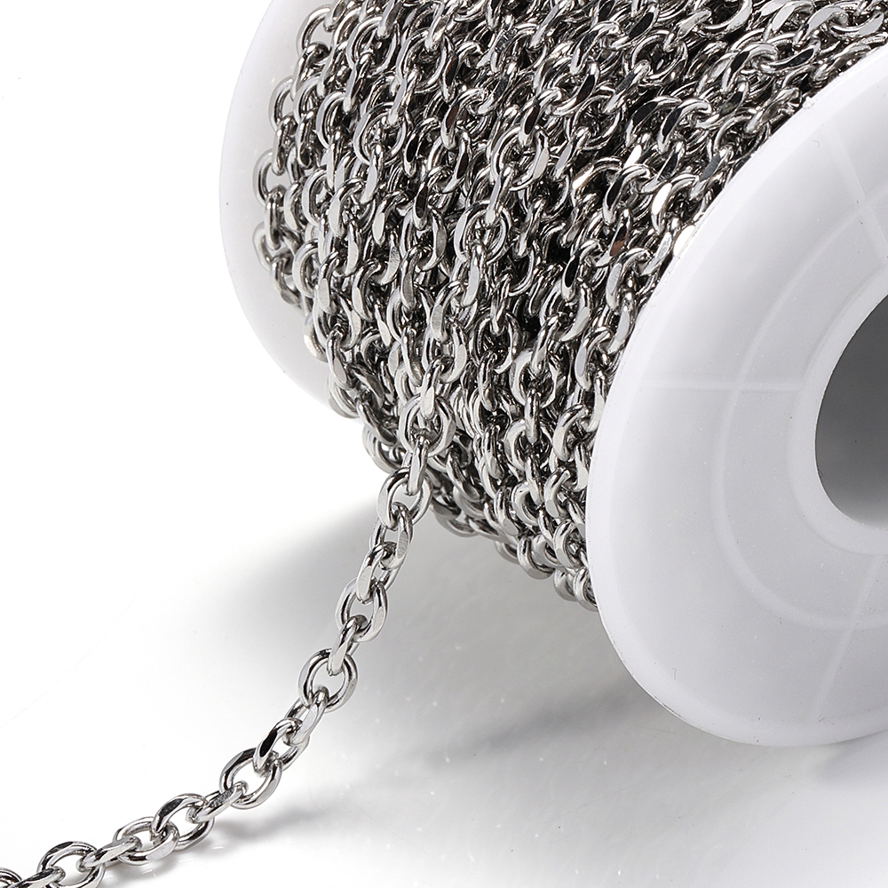1 metr wysokiej jakości 4mm łańcuszki ze stali nierdzewnej dla DIY tworzenia biżuterii naszyjnik w kształcie litery O bransoletka kabel Link Chain Handmade