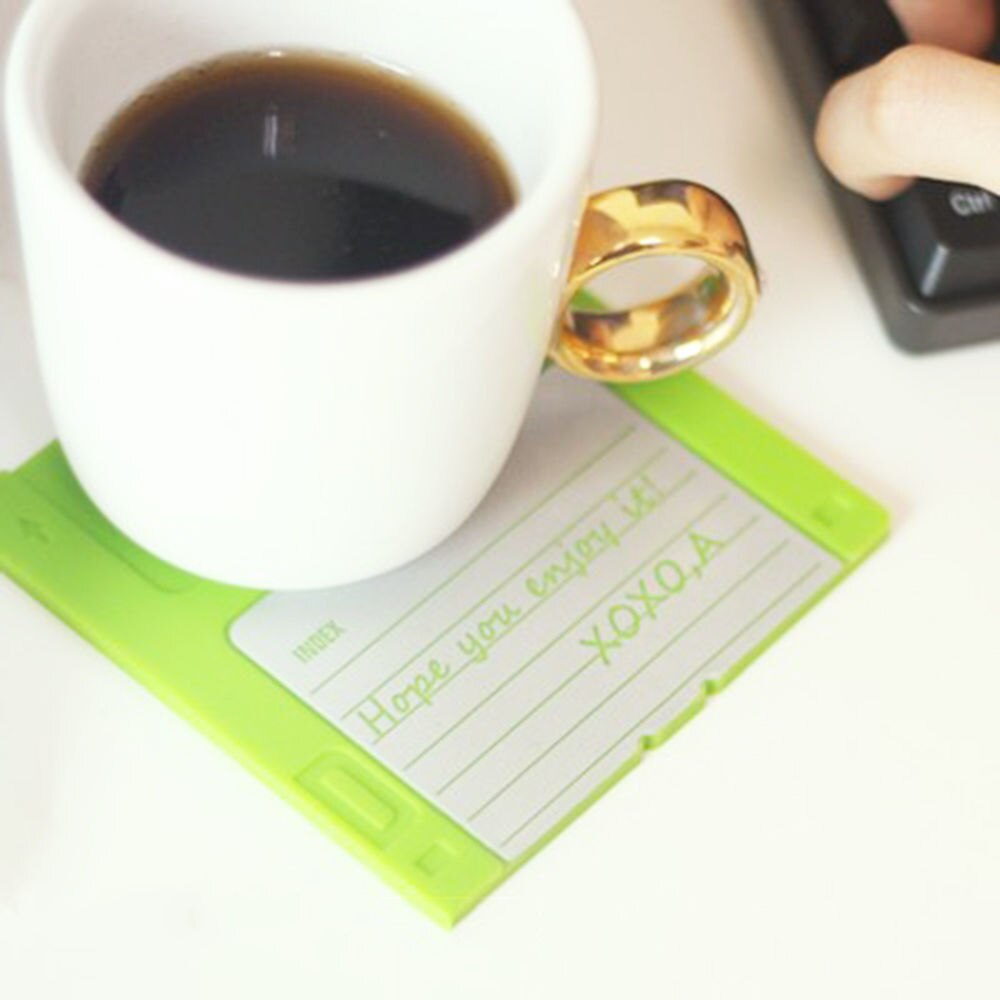 6pcs Food Grade Silicone Floppy Disk Cup Mat Coasters Drink Coasters Decor Bar Accessory Disk Coasters Retro Drink Cup
