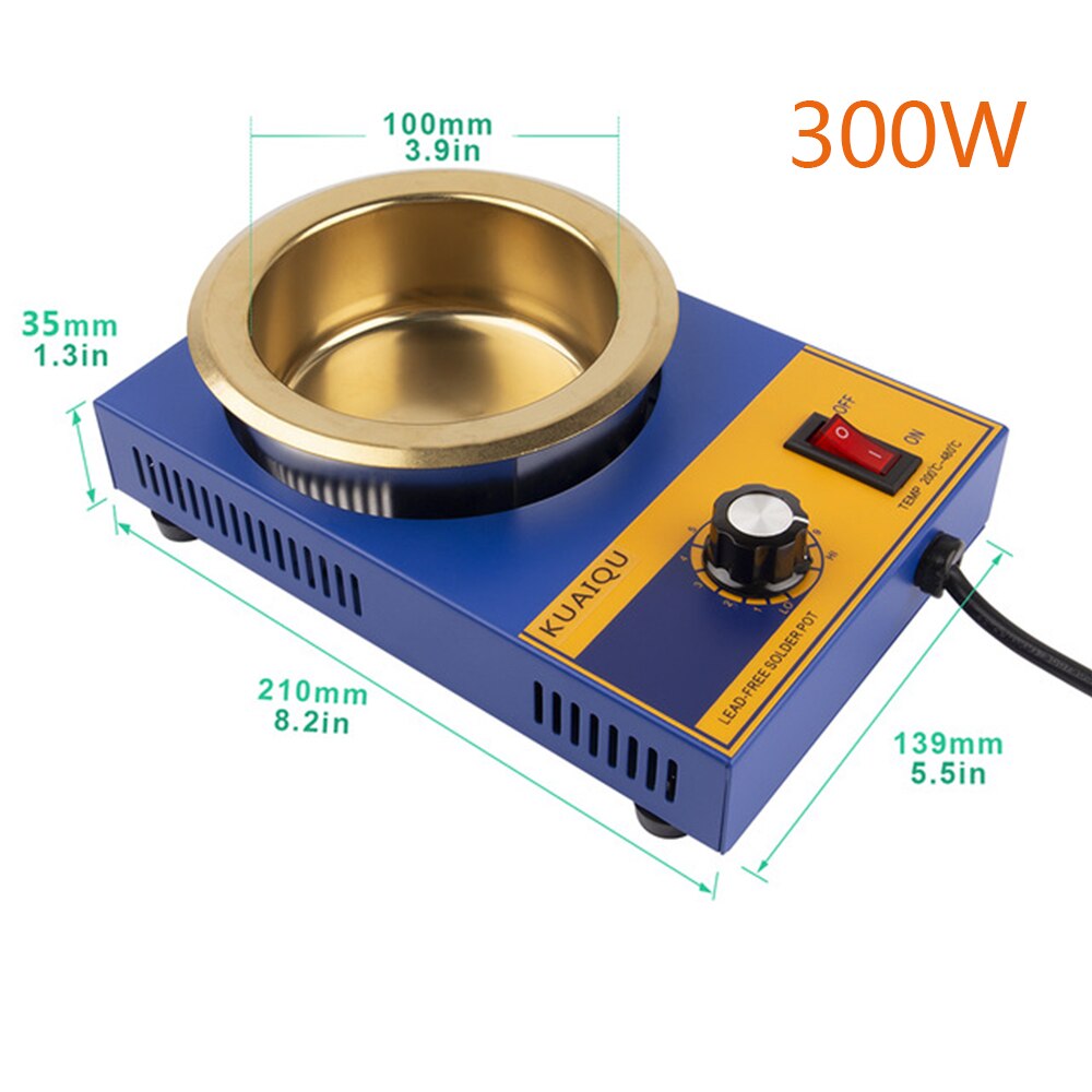 300W 220V Adjustable Temperature Lead Free Solder Pot Tin Stove Melting Furnace Temperature Soldering Desoldering 200℃-480 ℃: MT-D 300W