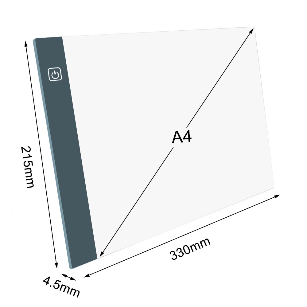 LED Drawing Tablet - A4 Size - USB Interface - 1920x1080 Resolution - Digital Graphics Pad: Gray