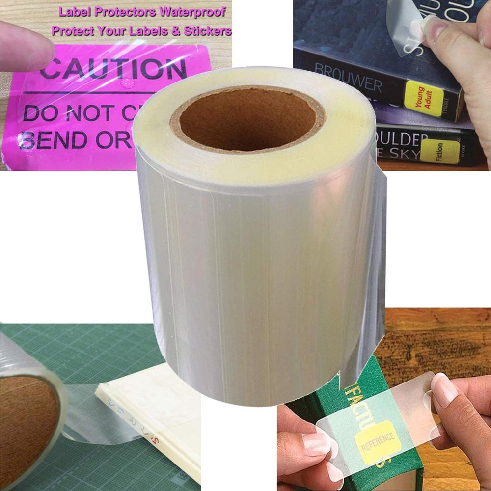 Dootile 500 st / rulle transparent etikett rektangulär pvc klippbok etikett tätning klistermärke klar bok reparation tejp etikett 50.8 x 101.6 mm