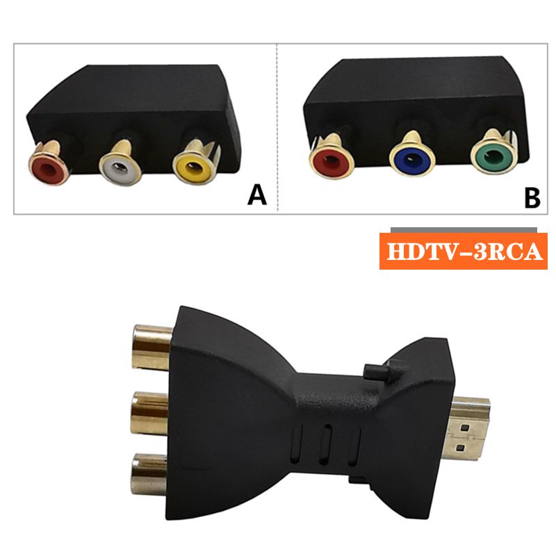 Câble adaptateur HD HDMI vers AV, tête de Lotus 3RCA, rouge, blanc, jaune/rouge, vert, bleu, lecteur connecté à l'adaptateur TV