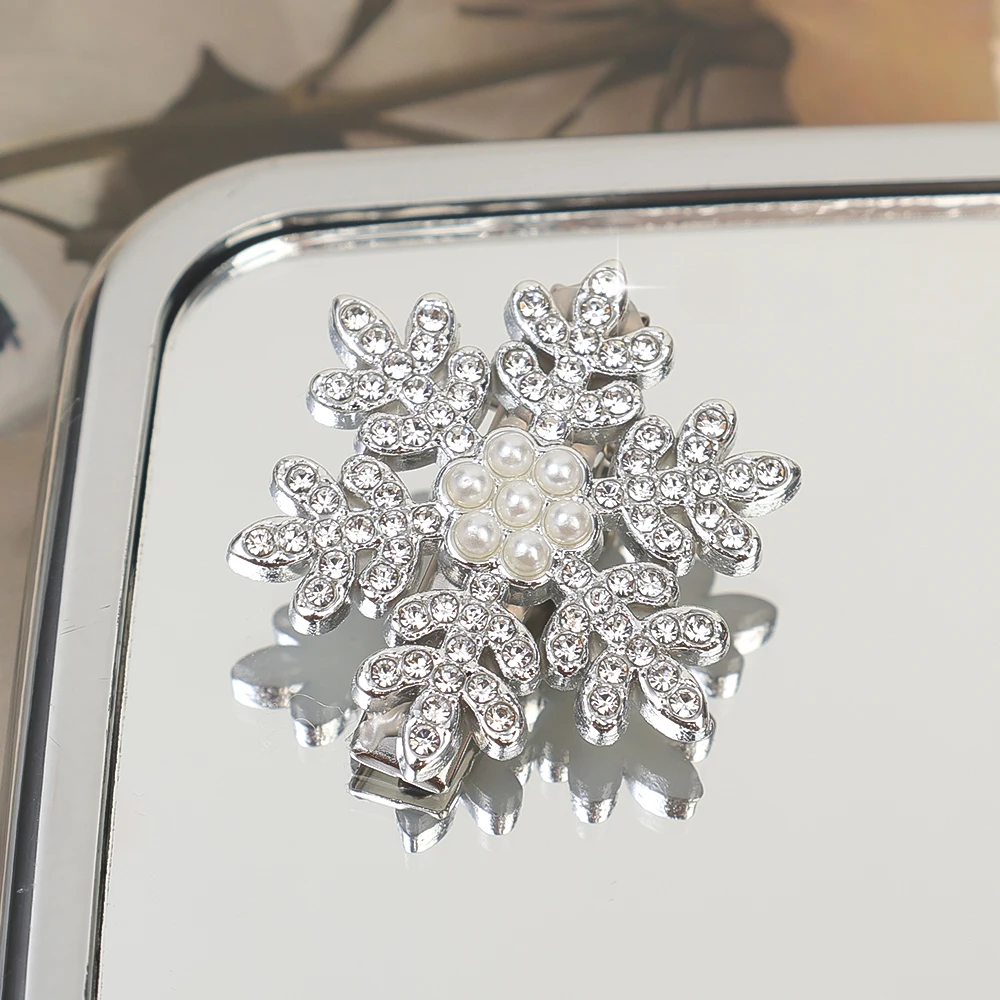 Pinces à cheveux flocon de neige en strass, épingle à cheveux en cristal pour femmes, Barrette de mariage, ornements de noël, accessoires pour cheveux, 1/5 pièces: GRIS
