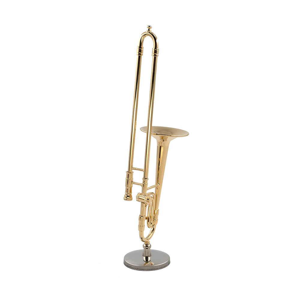 Modèle de Trombone Miniature en cuivre pur de 11cm, Mini Instrument de musique avec Support
