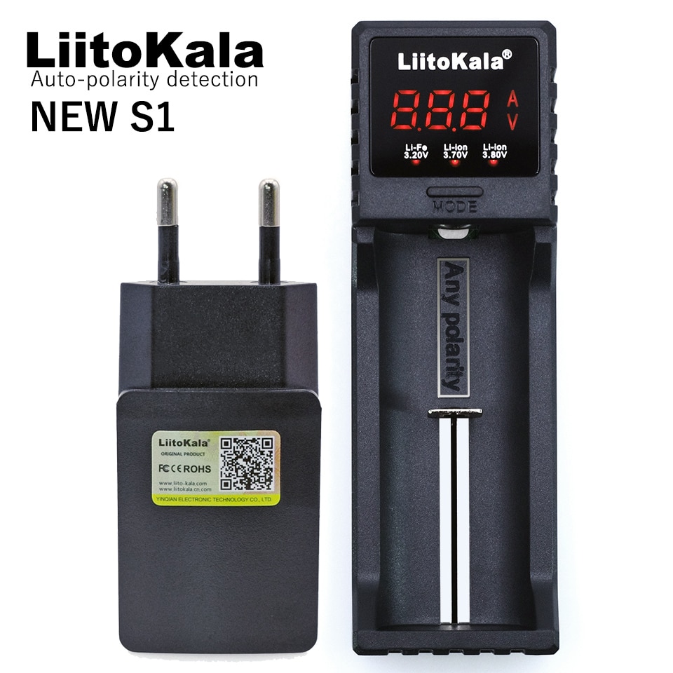 Liitokala Lii-S1 18650 Acculader 1.2 V 3.7 V 3.2 V AA/AAA 26650 21700 NiMH li Smart Charger 5 V 1A EU plug
