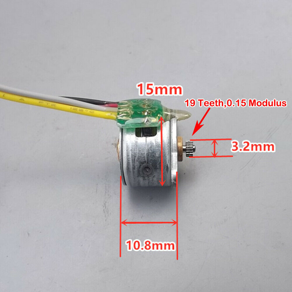 Mikro 15mm DC 2-Phase 4-draht Schrittmotor Kleine verdrahtet treten Motor- Widerstand 20 Ohm 18 grad mit 19T 0,15 M Metall Getriebe
