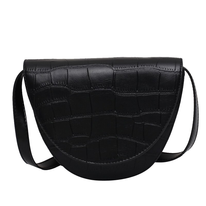 Crossbody tassen voor dames leren schoudertas klep messenger bag effen kleur dames portemonnee vintage zadeltas: Zwarte schoudertas