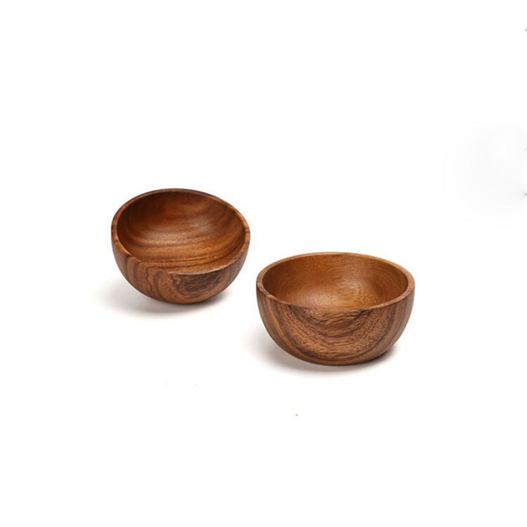 Acacia Wood Salad Bowl Round Calabash Serving / Salad Bowl Soup Bowls Hand-made Natural Wood Grain
