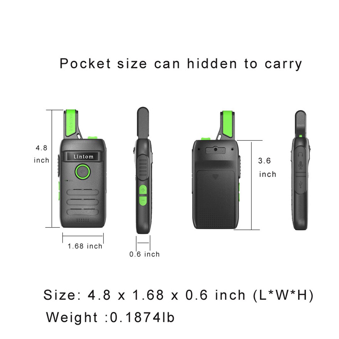 Lintom Walkie Talkie Two Way Radio UHF 16 Channels Two Way Radio for Audlt (Pack of 2)