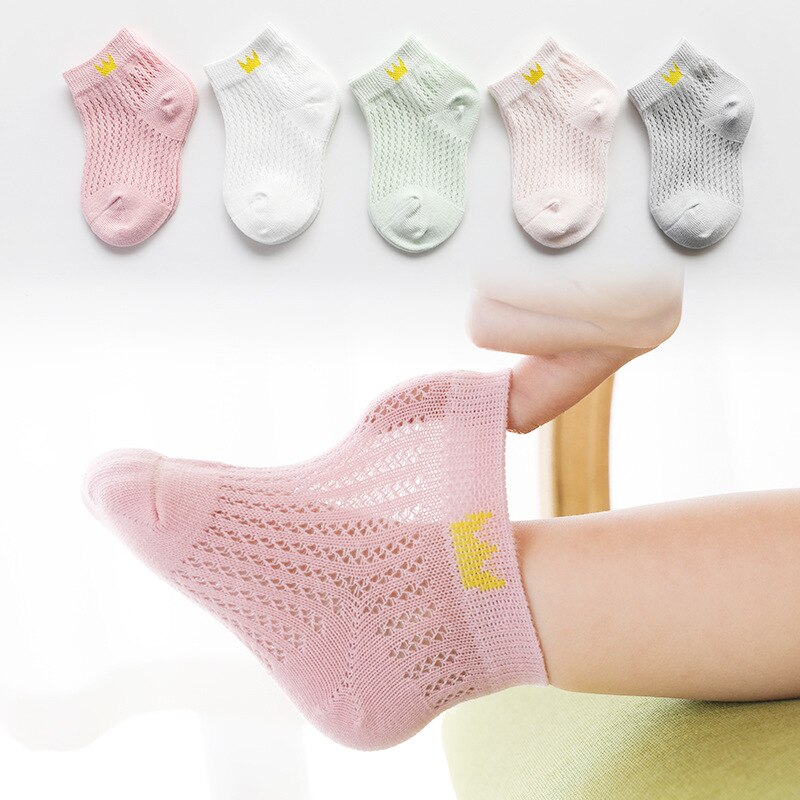 Calcetines finos de verano para niños, medias de algodón transpirables de malla, para mujer mayor de 1 a 12 años, de dibujos animados para bebés, primavera y verano