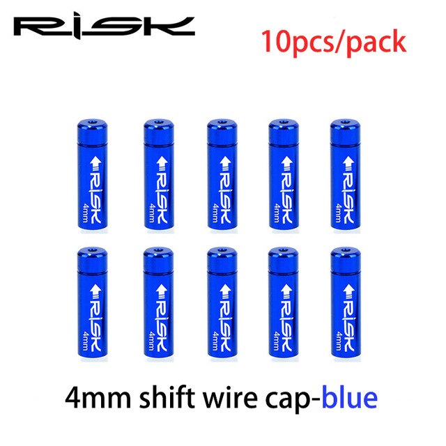 Risico 10 stks/doos Fiets Rem/Versnellingskabel Cap Alumium MTB Racefiets Derailleur Liner Tops Fiets Rem Versnellingskabel end Cap: 4mm Blue