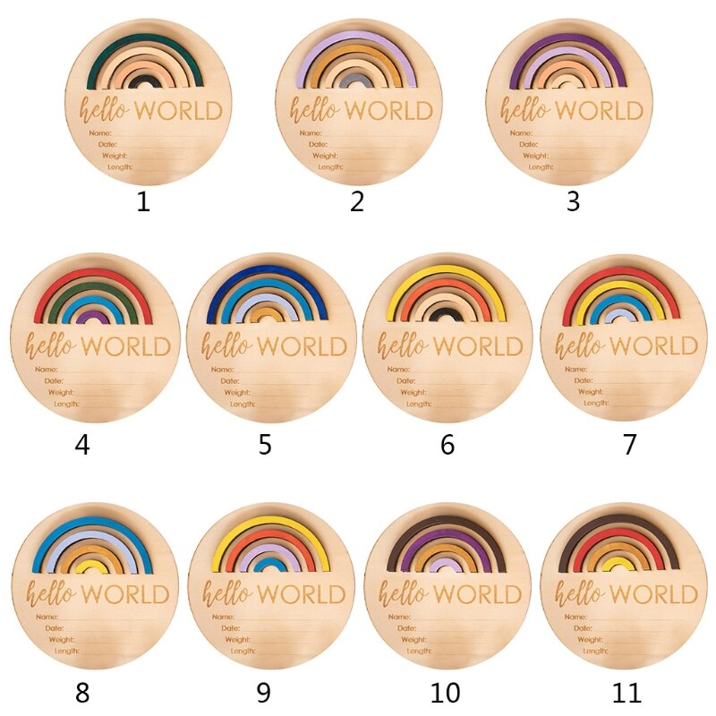 Wooden Rainbow Milestone Cards Growth Commemorate ... – Vicedeal