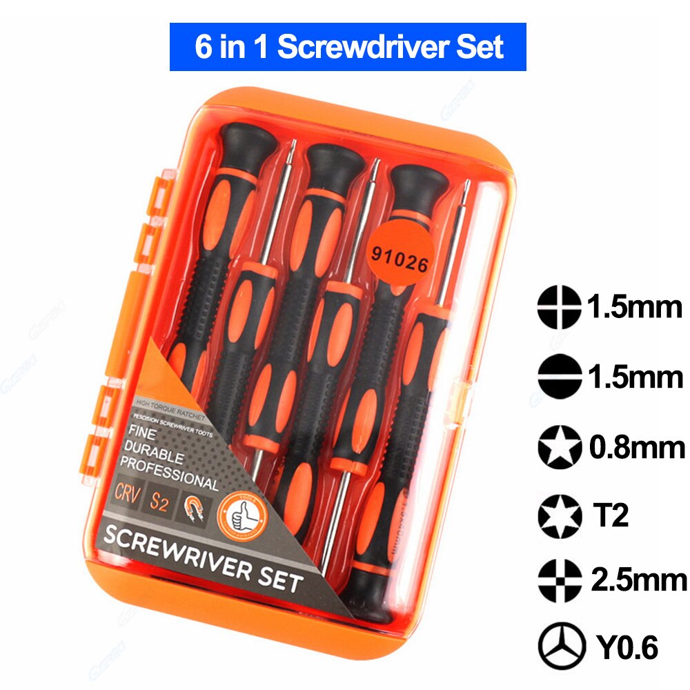 Opening Mobile Phone Repair Tools Set 24 in 1 Magnetic Screwdriver For iPhone 11 Pro X 8 Plus SE Repair Smartphone: 6 in 1 Screwdriver