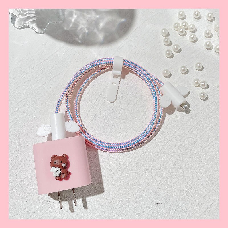 Zestaw ochraniaczy kabli dla iPhone 12 szybkie ładowanie 18/20 W wtyczka Protector kabel danych USB ochrona linii Sprial kabel ochronny: 016