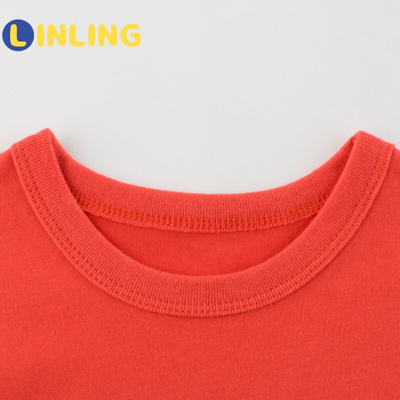 Linling Jongens O-hals Lange Mouwen T-shirt Brief Afdrukken Kinderen Tees Meisjes Mode Streetwear Soft Tops T-shirts P80