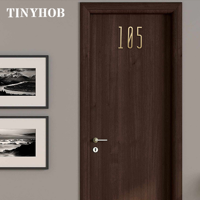 Højde 7cm 2.75 " gyldne messing bogstaver og tal vægindretning villa hotel dørplader figurer sovesal hjemmekontor nummer gør-det-selv